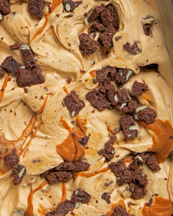 Scoop of Salted Caramel Brownie ice cream